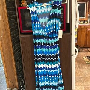 NWT Misia dress in blues snd white in size M